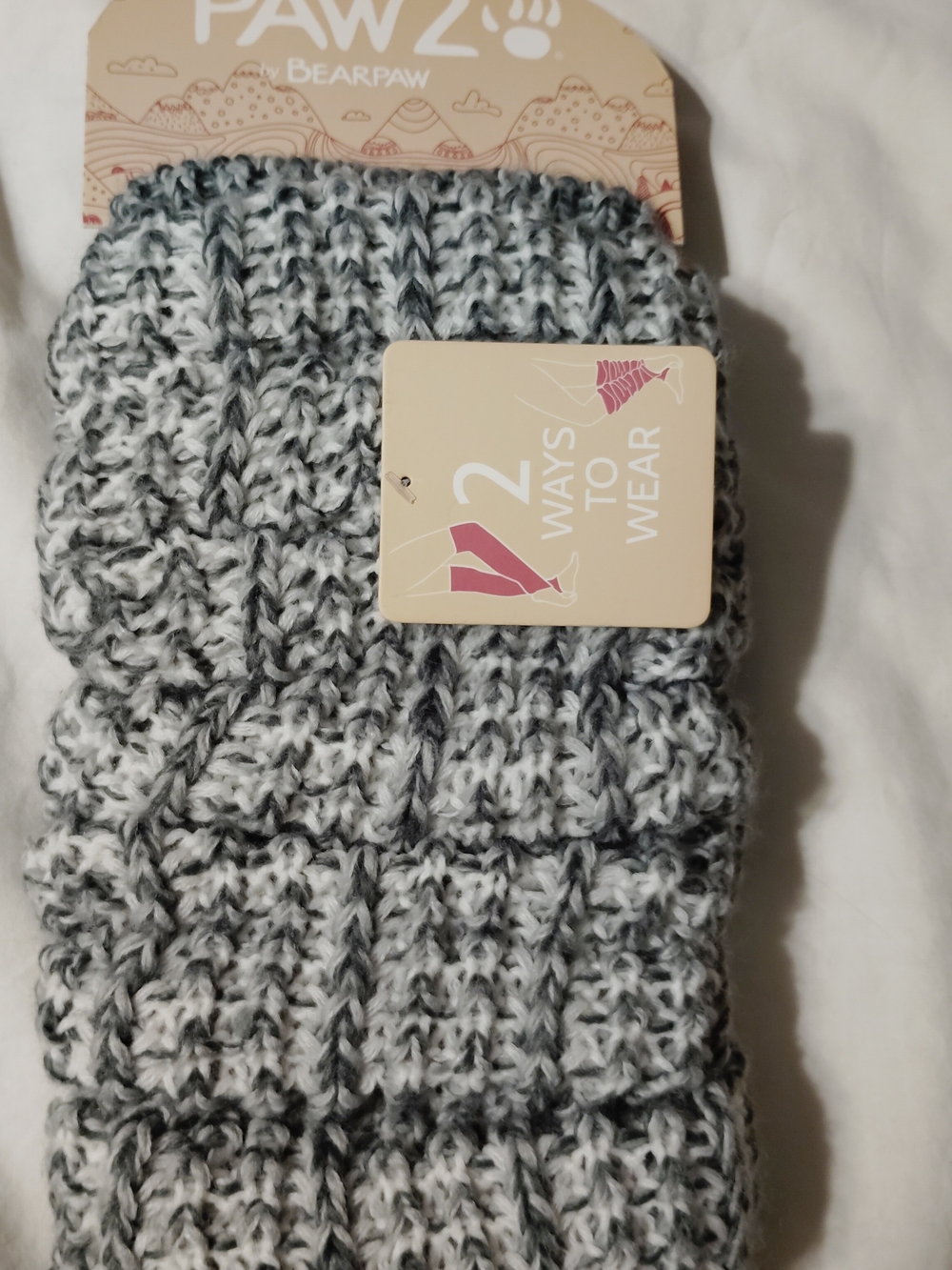 BearPaw Gray & White Knit Boot Cuffs